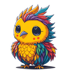 Multi-colored Chibi Chicken illustration PNG, Generative AI
