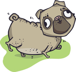 Digital png illustration of dog on grass on transparent background
