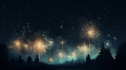 Illustration of fireworks in the night sky