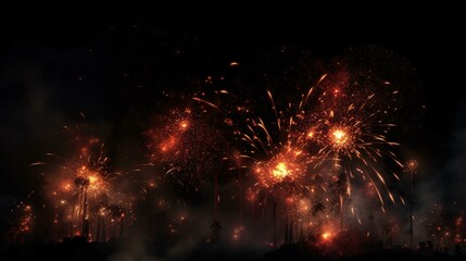 Illustration of fireworks in the night sky