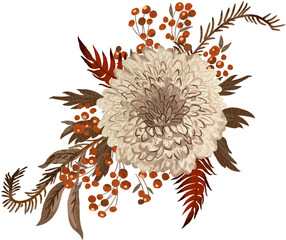 Autumn Chrysanthemum digitally painted illustration - 623655930