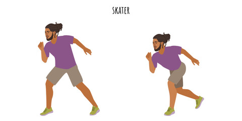 Young healthy active man doing skater exercise