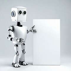 robot holding a blank sign