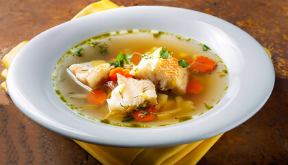 Fish soup with cod and vegetables