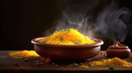 indian curry with rice Ai generative HD 8K wallpaper Stock Photographic Image
