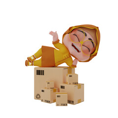 3d Cute Character Courier Illustration