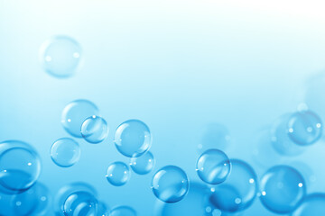 Beautiful Transparent Dark Blue Soap Bubbles. Abstract Background, Celebration Festive Backdrop, Refreshing of Soap Suds Bubbles Water.	