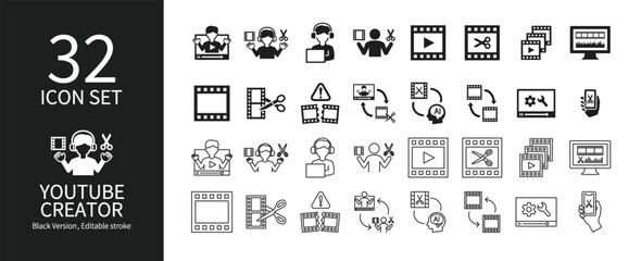 Icon set related to YouTube