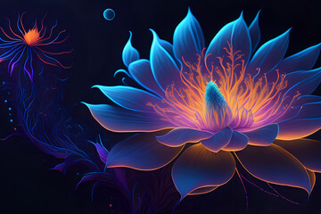 Lotus flower neon colorful