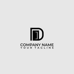 Letter D with door logo design template. Universal vector icon. Simple logotype symbol.