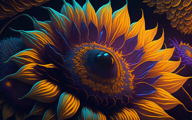 Sunflower floral night background
