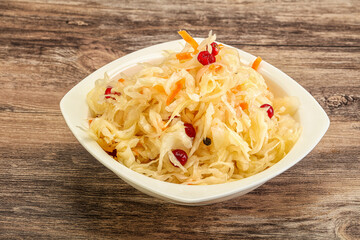 Sauerkraut with cranberry in the bowl