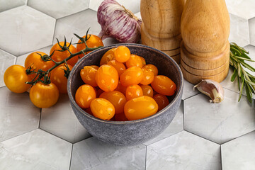 Marinated natural yellow cherry tomato