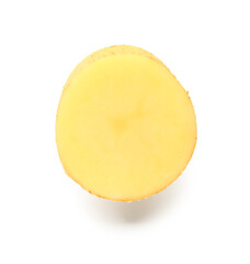Half of raw potato isolated on white background