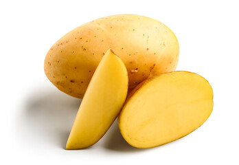 Raw potatoes isolated on white background