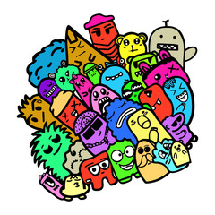 Doodle art vector. Colorful cute vector character for design, greeting card, and illustration on a t-shirt.