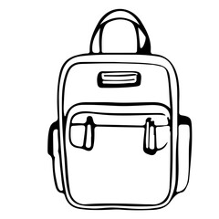 Backpack ,  back to school, outline vector illustration.