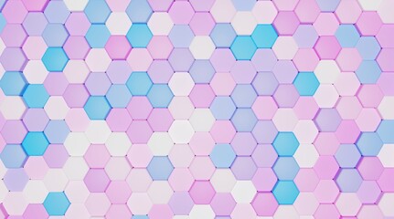 Abstract colorful hexagon geometry background. 3d render