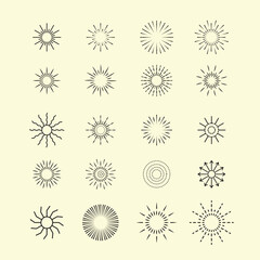 set of sunburst vector illustration design 