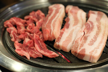 Barbecue Pork and Samgyeopsal, grilled pork belly, Korean Style food