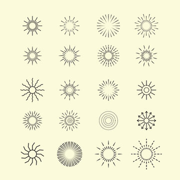 set of sunburst vector illustration design 