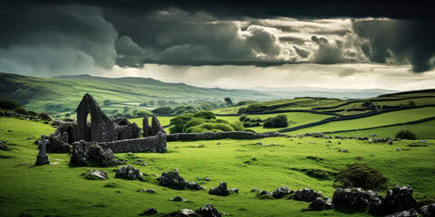 Moody landscape in Irish region