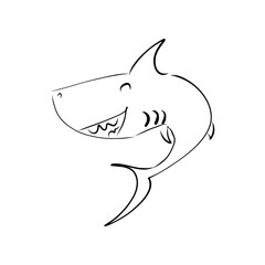 Shark isolated on white and blue 