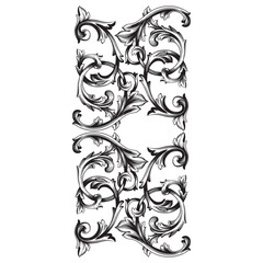 Border and Frame with baroque style. Ornament elements for your design. Black and white color. Floral engraving decoration for postcards or invitations for social media.