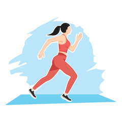 Girl in a sports outfit doing running exercise, fitness healthy lifestyle