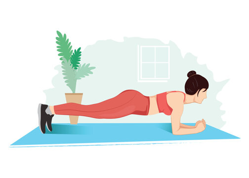 Woman doing plank exercise to make her body perfect