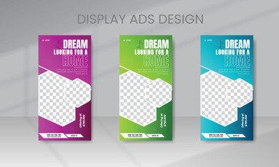 Display Banner Design Vector Template Background. Modern Display Banner Design Template
