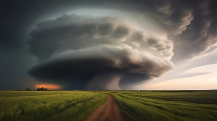 Obraz na płótnie Canvas storm warning, supercell, heavy rain in summer, with hail. Generative Ai.