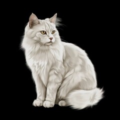 Fototapeta na wymiar a white cat sitting on top of a black floor next to a black background with a white cat sitting on top of a black floor. generative ai