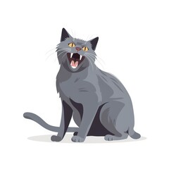  a gray cat with its mouth open and it's mouth wide open with its mouth wide open and it's mouth wide open.  generative ai