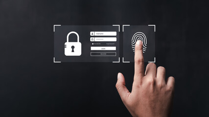 Login security concept, User, identification information security and encryption, secure access to user's personal information, secure Internet access, cybersecurity. 
