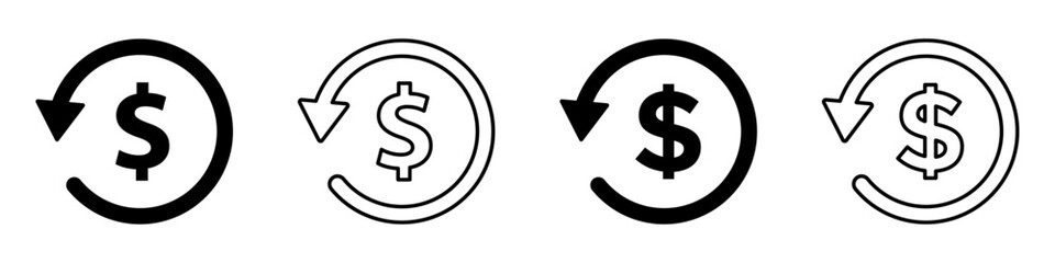 Chargeback vector icons. Return money vector signs