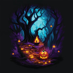 Colorful creepy cartoon design pumpkin t-shirt art design in vector illustrator.