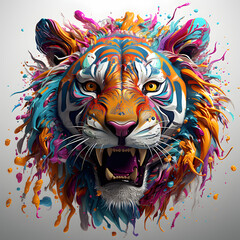  A 3D Bengal tiger head, colorful, contour, hyperdetailed intricately detailed, unreal engine, fantastical, intricate detail, splash screen, complementary colors, fantasy concept art, Ai generate.