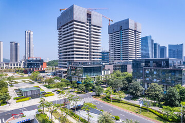 Obraz premium Architectural environment landscape of office buildings in industrial parks