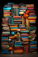 Obraz premium Abstract hypnotic illusion of books. AI generative