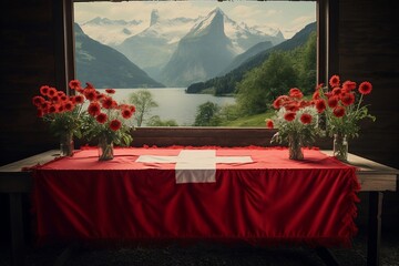 Tischarrangement mit Schweizer Flagge zum 1. August