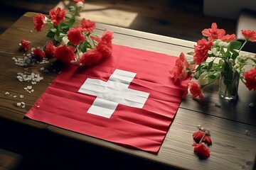 Feiern wie die Schweizer: Ein Tischarrangement mit der Flagge zum 1. August