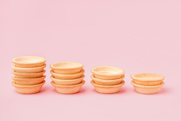 Homemade tartlets on pink background