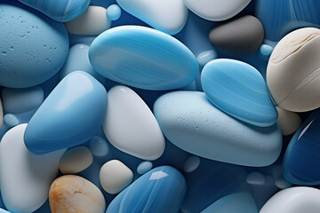 Pebbles and stones in a blue background - Generative AI