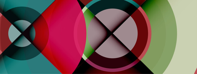 Obraz premium Circles with shadows trendy minimal geometric composition abstract background