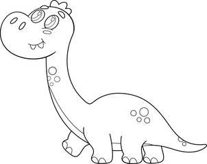 Outlined Cute Baby Triceratops Dinosaur Cartoon Character Walking. Vector Hand Drawn Illustration Isolated On Transparent Background