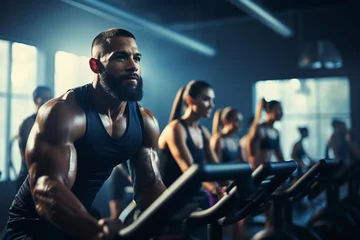 Foto auf Acrylglas Fitness High-Intensity Teamwork - A Modern Gym Workout Session