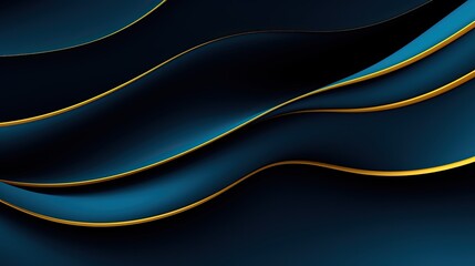 Fototapeta premium Abstraktes Hintergrundbild mit blau-goldenem Wellenmuster, Generative AI