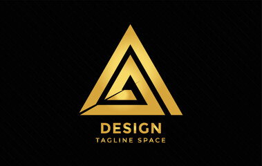 Luxury golden premium triangles frame logo