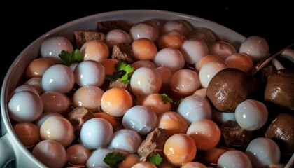 Background filled pastel tones colorfull balls with 3D render of abstract spheres. Top view of many colorful balls in ball pool at indoors playground with copy space to add text or images